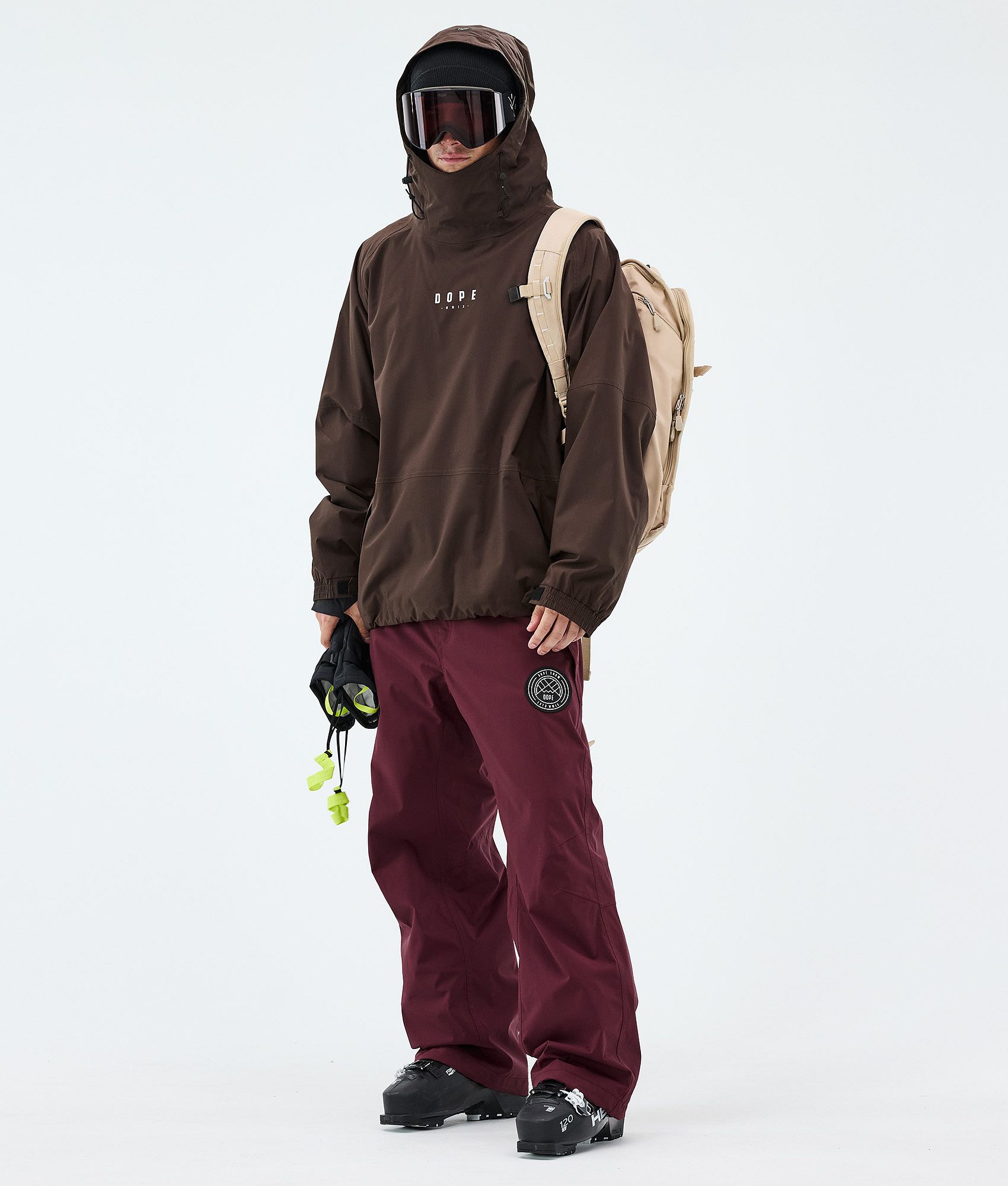 オガサカフード付き スキーウェア　ブラウンカラー Dope Halo/Blizzard スキーウェアセット メンズ Dark Brown/Burgundy