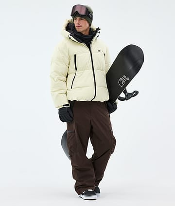 Puffer Snowboardoutfit Herre Dirty White/Dark Brown
