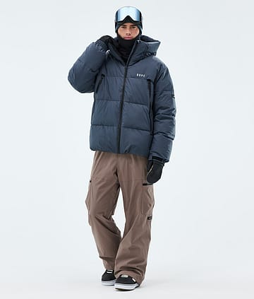 Puffer Snowboardoutfit Herre Metal Blue/Walnut