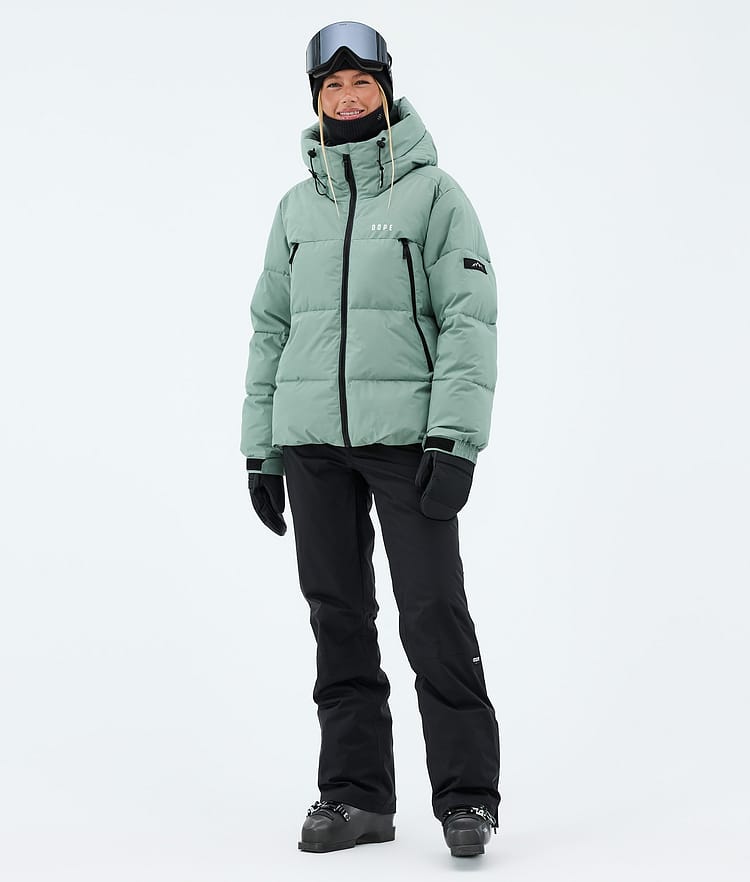 Puffer W Full Zip Veste de Ski Femme Faded Green, Image 2 sur 8