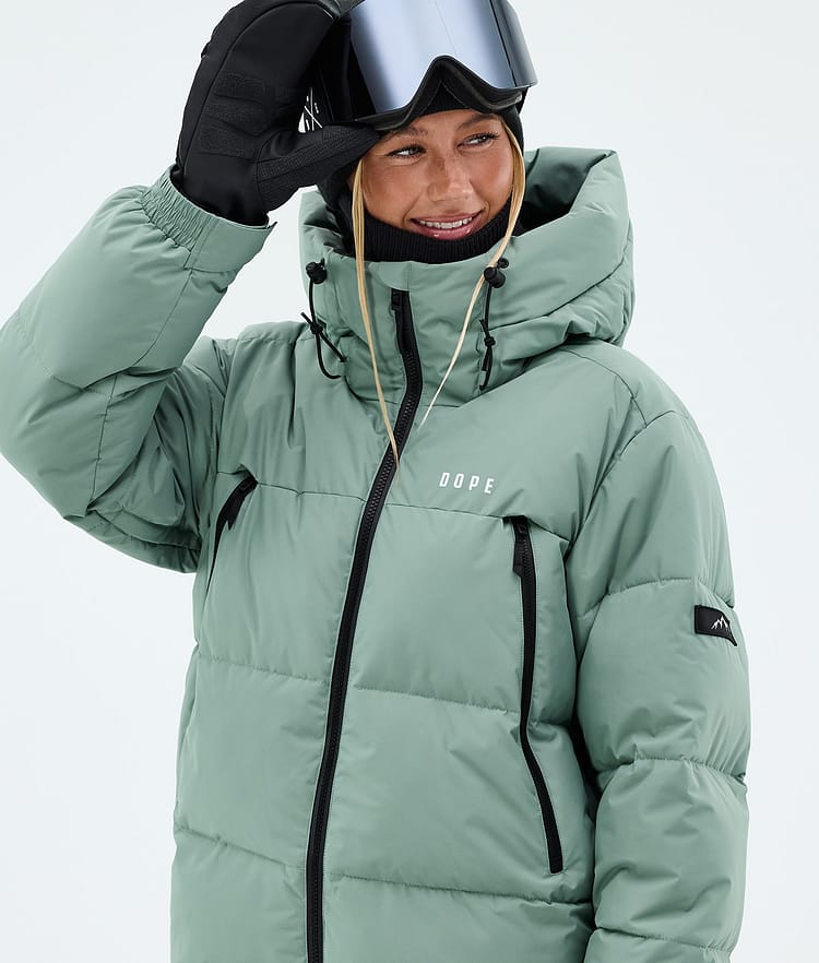 Puffer W Full Zip Veste Snowboard Femme Faded Green, Image 4 sur 8