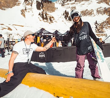 Riders fist-bumping at a Dope event